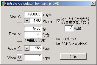 ビットレート計算方法